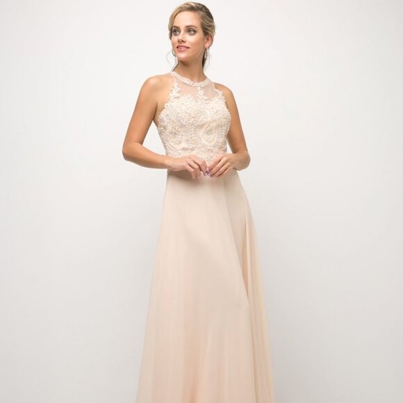 Illusion Neck A-Line Shape Prom Dress CDUJ0120 - Picture 3 of 4